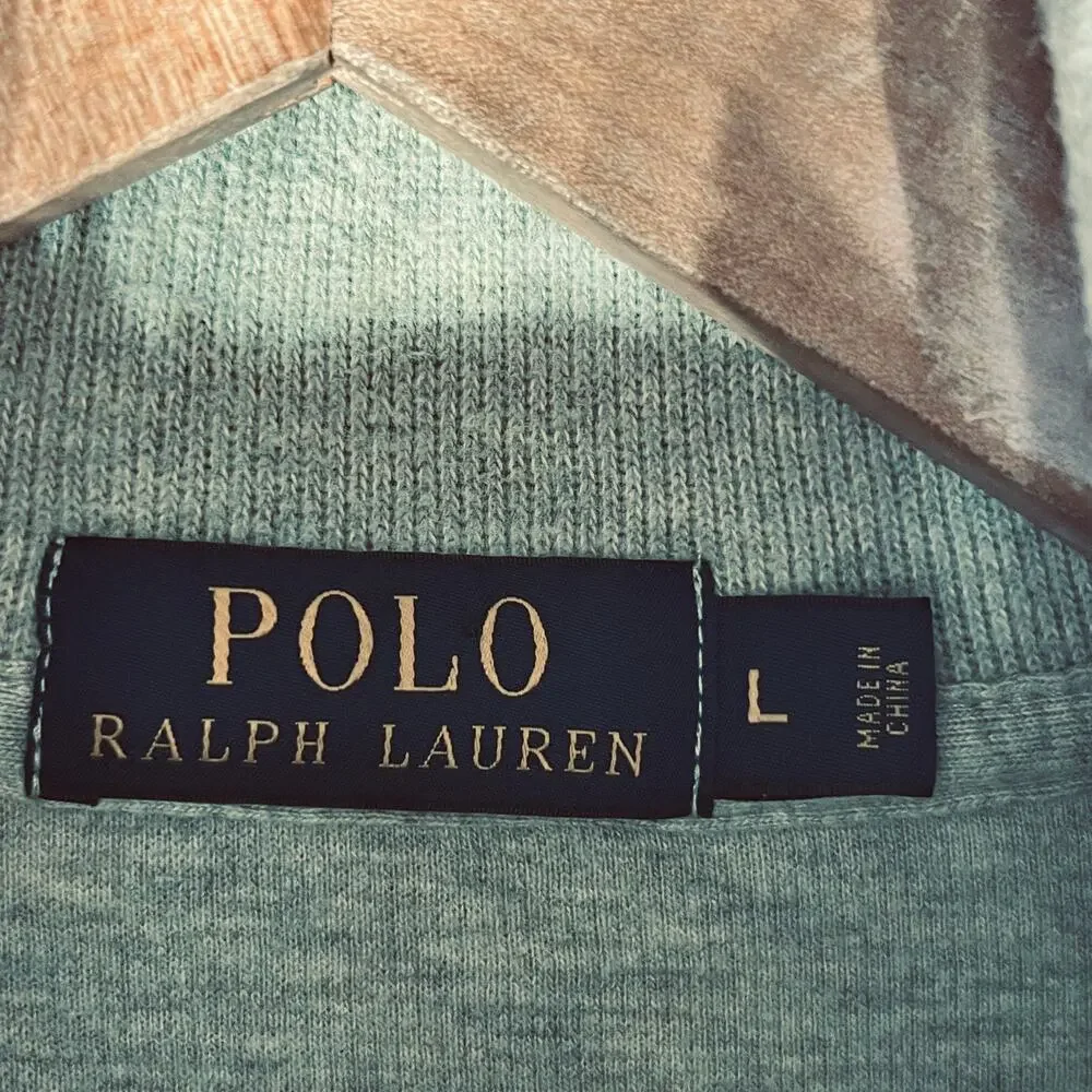 Polo Ralph Lauren Gray 1/4 Zip Cotton Classic Preppy Knit Pullover Sweater L